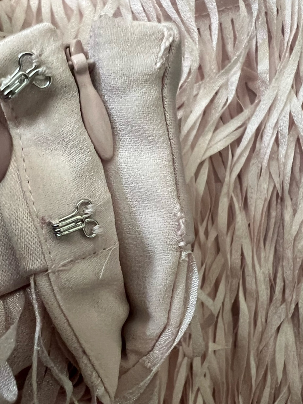 Express Fringe Trim Mini Skirt in Blush Pink- 28” Waist - Picture 3 of 7